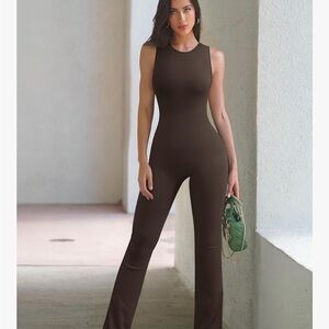 Elegant Brown Sleeveless Jumpsuit